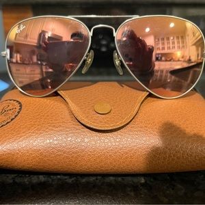 Ray Ban aviator silver frame pink lenses- real!